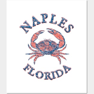 Naples, Florida, with Stone Crab on Wind Rose (Two-Sided) Posters and Art